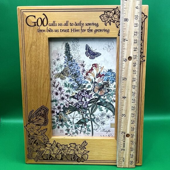 Harmony Creek 4x6 Picture Frame Wood Engraved Butterflies Floral Christian Quote - Picture 6 of 13